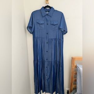 Long denim tiered dress